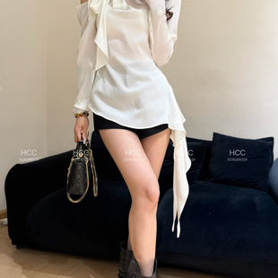 甜甜26年夏款 无链条 复古系带蝴蝶结桑蚕丝小衫 605 法式