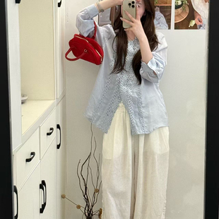 M2885 小衫 甜甜小众轻奢26年春款 刺绣花边排扣长袖