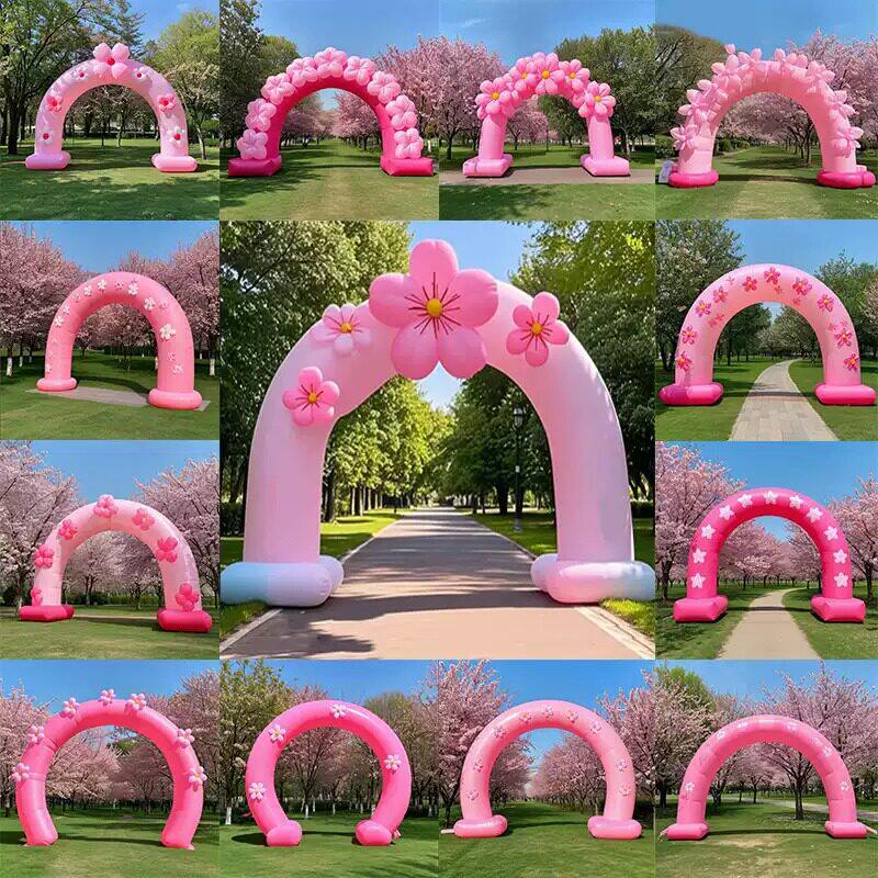 樱花拱门新款美陈花朵气模打卡粉色拍照网红活动气模定制彩虹门