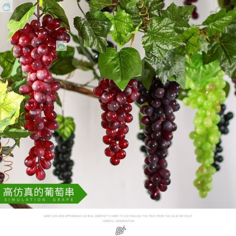 仿真葡萄串假水果带霜摄影紫红道具早教摆放挂件庭院