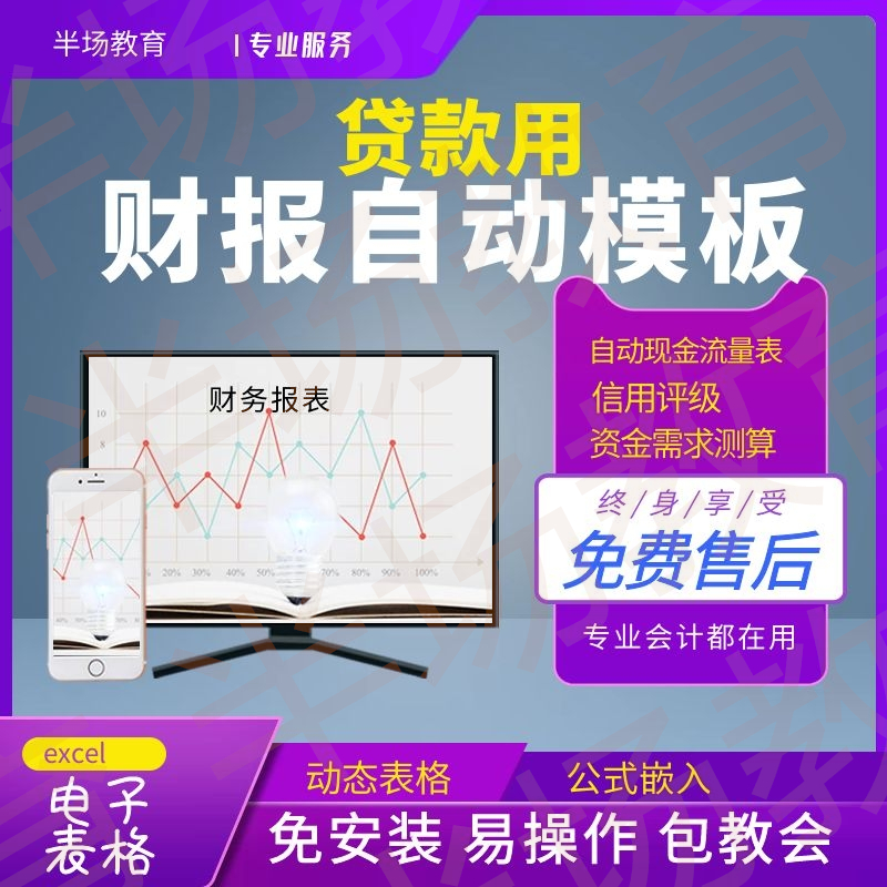 贷款用财务报表模板EXCEL自动生成现金流量金需要量测算信用评级 文具电教/文化用品/商务用品 报表 原图主图