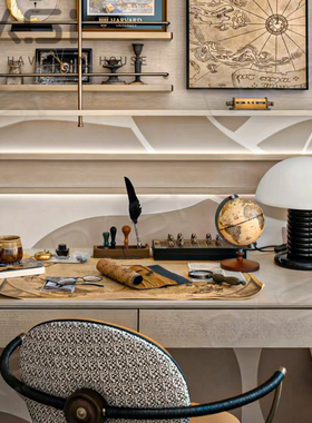 样板间地球仪书架摆件桌面卧室儿童房地图复古主题装饰书房航海