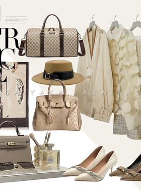 轻奢样板房衣帽间软装衣服连衣裙包包女鞋装饰品组合搭配陈列摆件