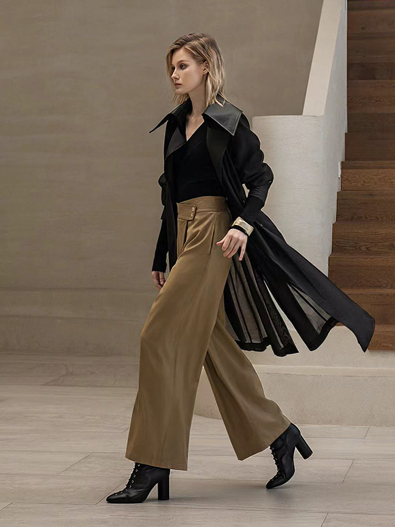 HERCII HEXI?2022 가을 신상 통근 단추 밑단 X넥 스웨터 상의 입고