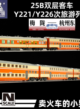 魔都机辆所 N比例 椰树号 梅杭城际 25B双层客车 火车模型
