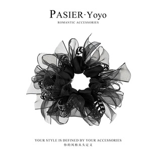 铂思亚2025新款慵懒风气质蝴蝶结大肠发圈女精致闪钻麦穗丸子头饰
