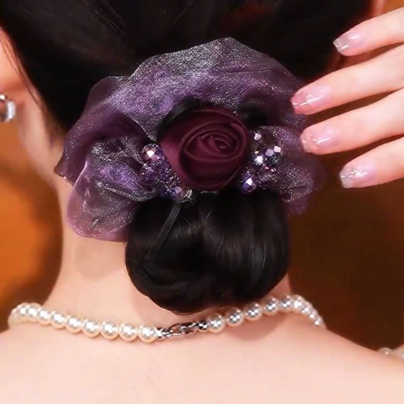 2025年新款爆款时尚轻奢紫色欧根纱花朵抓夹精致百搭优雅高级发饰,饰品/流行首饰/时尚饰品新,发饰,淘宝优惠券,粉丝福利购,淘宝优惠卷