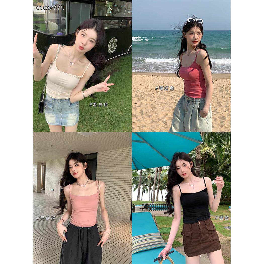 辣妹一字吊带背心女款修