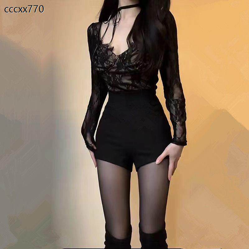 黑色紧身高腰短裤女秋冬款外穿辣妹性感显瘦a字弹力包臀打底热裤