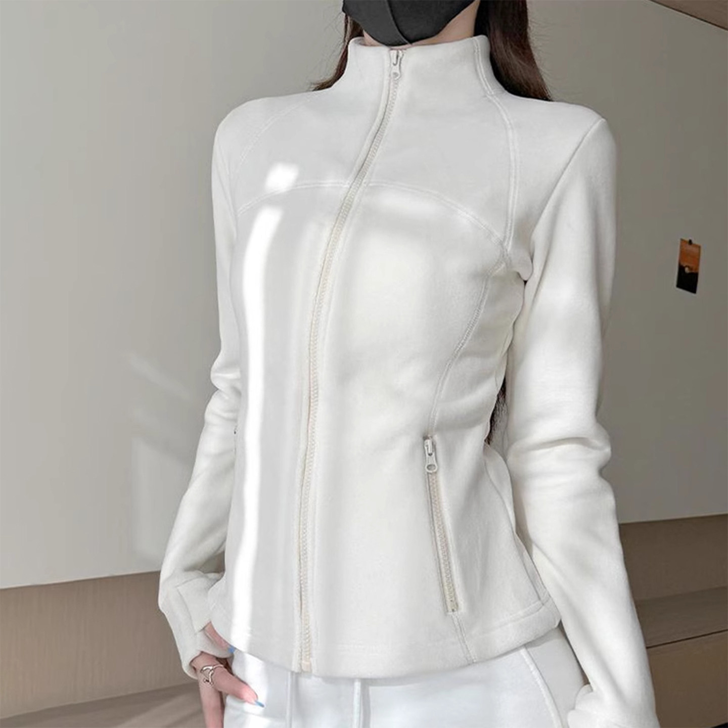 修身奥摇粒绒卫衣外套女