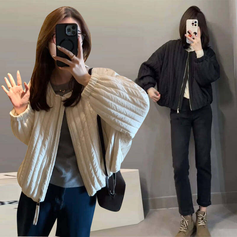 爆款高级感加厚外套女装2025秋装新款休闲宽松棒球服轻薄棉服上衣