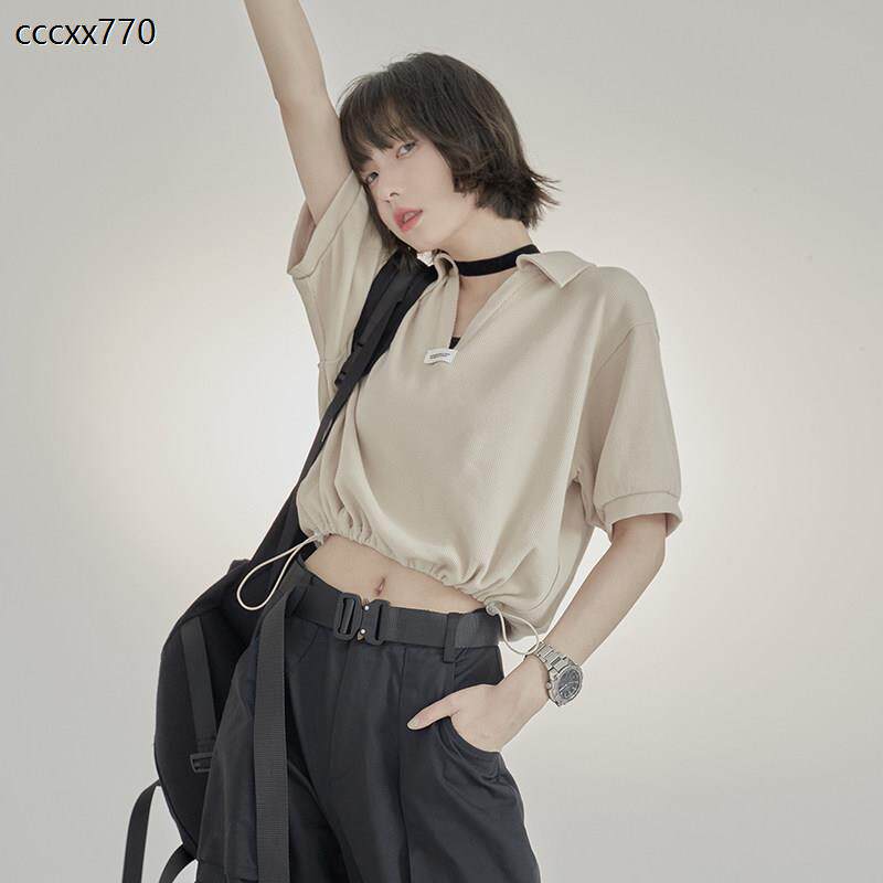 博物馆 POLO领短款短袖T恤女夏季2025新款体恤上衣POLO衫