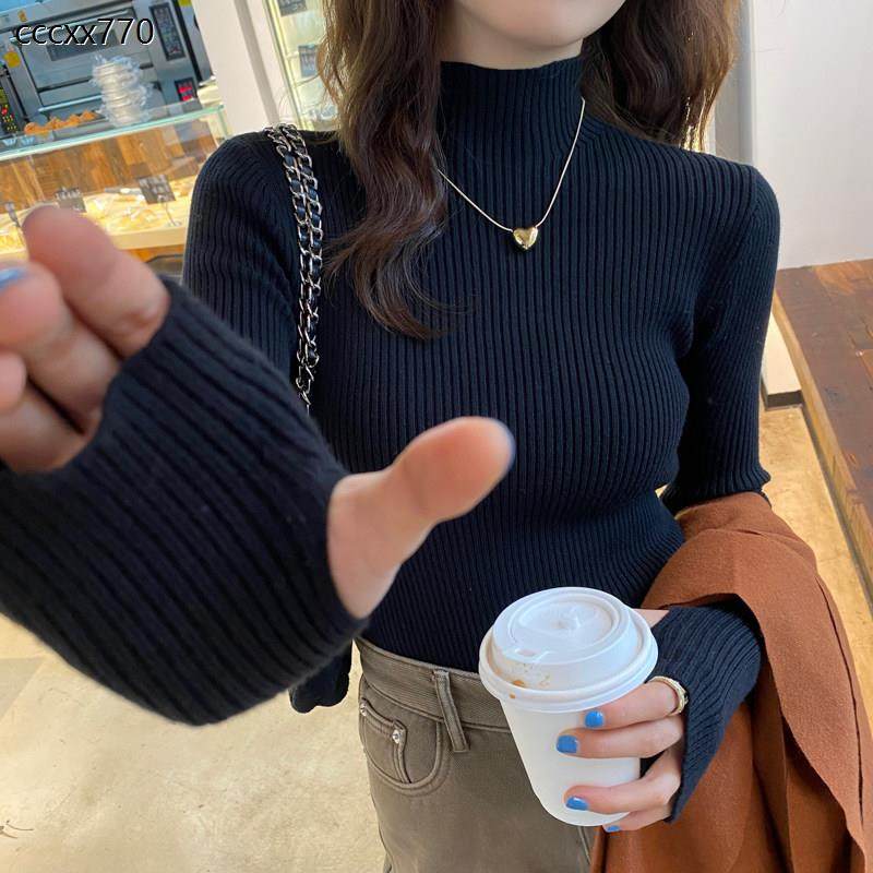 黑色半高领毛衣女2025秋冬新款针织打底衫高级感洋派内搭长袖上衣