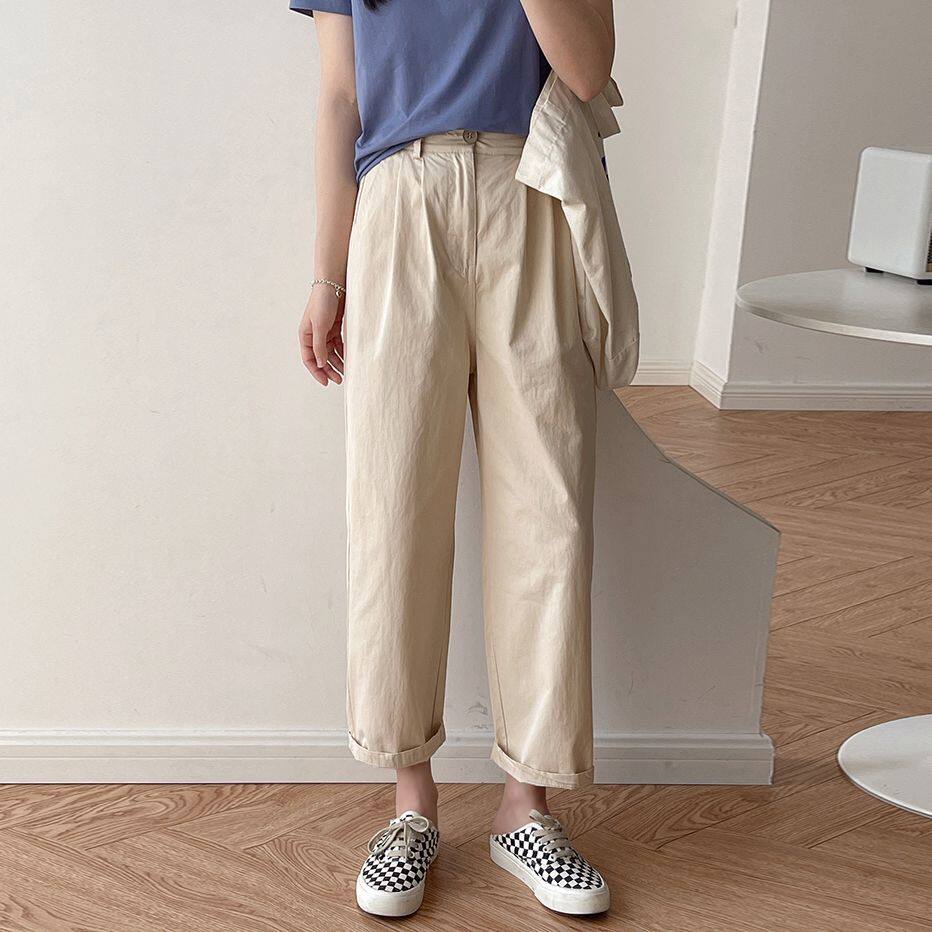 145小个子七八分日系工装裤女梨型身材九分显瘦直筒窄版阔腿裤xs