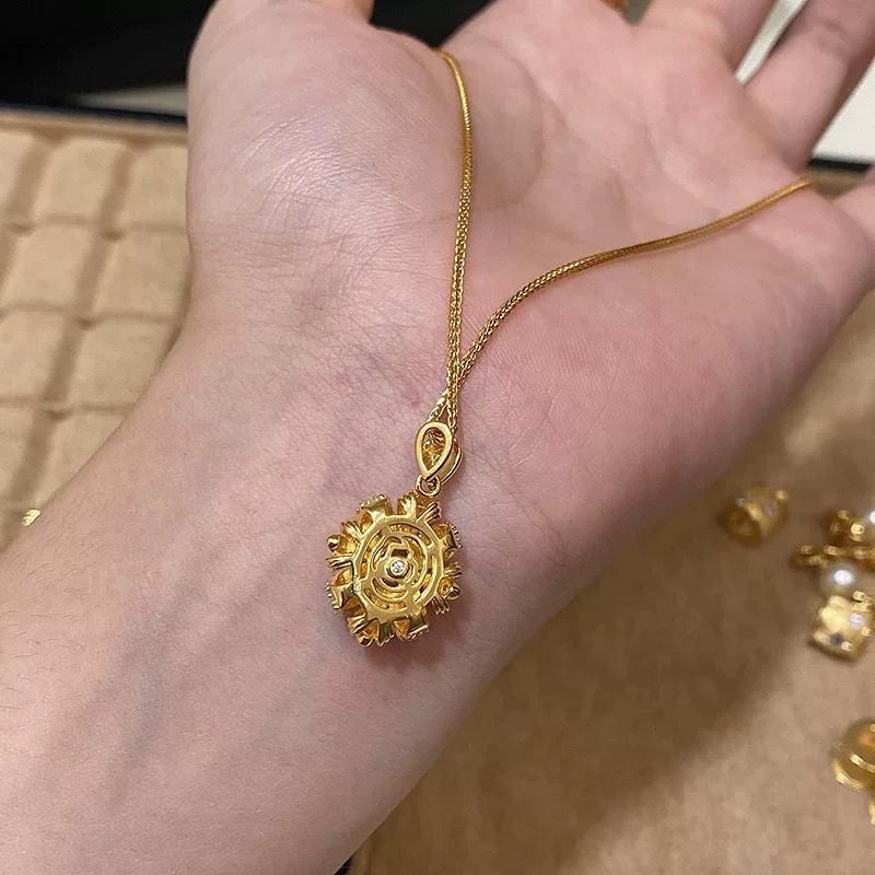 新款意式中古拉丝紫荆花项链女满