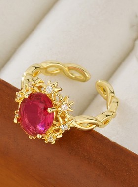 新款宫廷风红色戒指秋冬新款小众