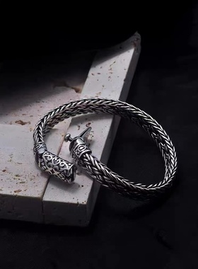 泰银复古男士手链纯手工编织个性