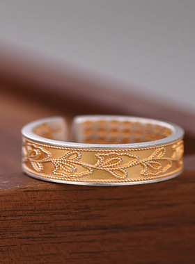 新款描金铃兰花戒指女士款轻奢高