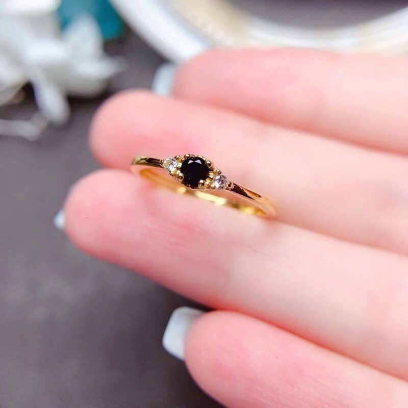 黑色锆石戒指女戒开口设计暗黑风