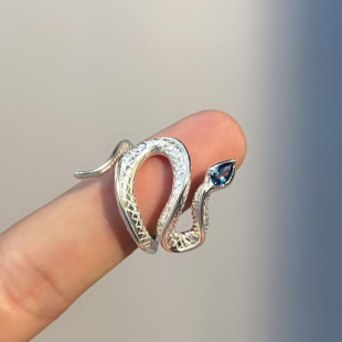 华优乐蛇形戒指女托帕石时尚 轻奢开口可调节戒指环 个性 冷淡风男士