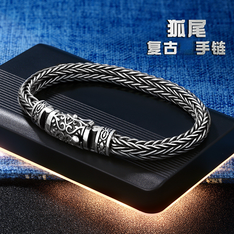 民族风复古做旧编织龙骨链时尚个