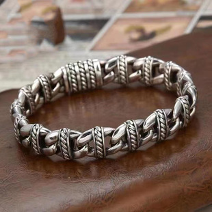 S925泰银复古做旧重工手链男小众设计女士高级感冷淡风时尚 饰品