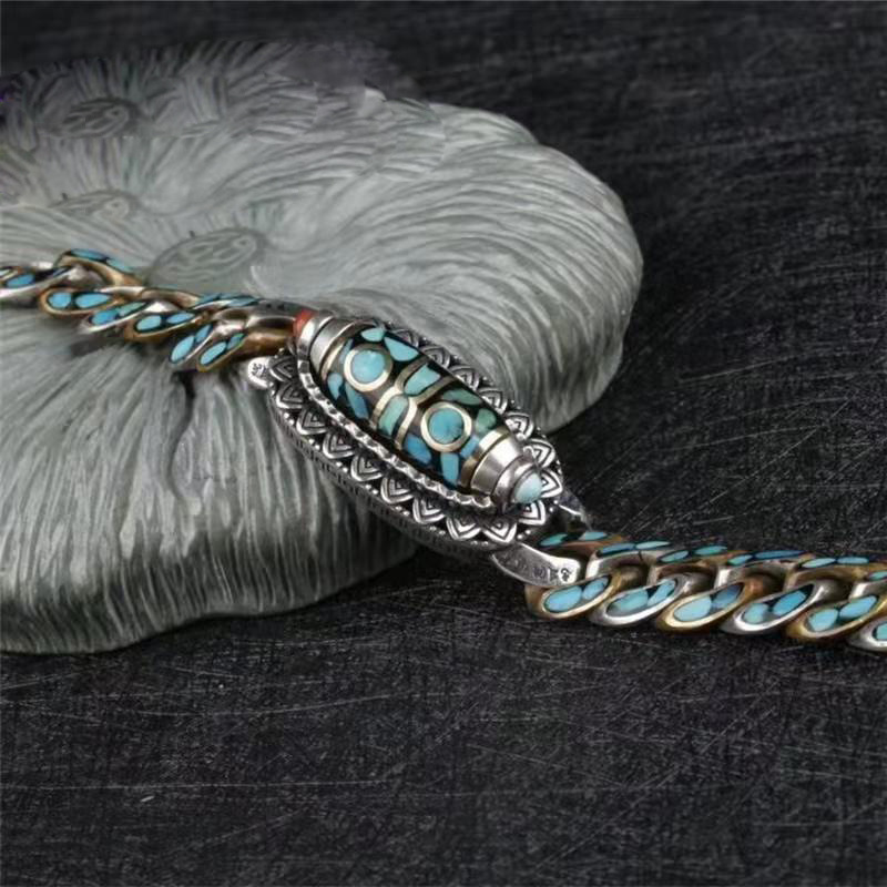 个性复古旋转九眼天珠乌兰花手链男女士高级配饰