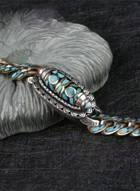 个性复古旋转九眼天珠乌兰花手链