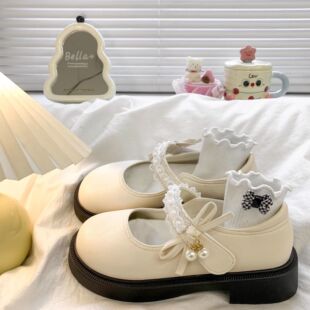 法式玛丽珍白色小皮鞋女2026新款复古日系鞋厚底配裙子lolita鞋女