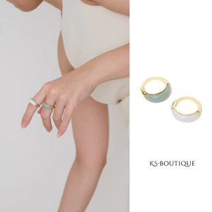 K.S Boutique 玉石简约款戒指新中式极简绿东陵石白猫眼石戒指