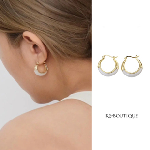 K.SBoutique欧美高级耳饰女2023新款hoop湛蓝绿东陵白猫眼石耳环