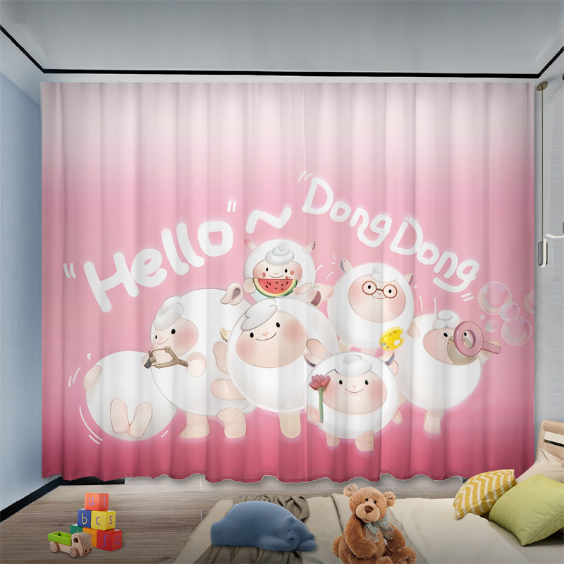 儿童房蛋仔派对窗帘布遮光2026新款挂钩卡通可爱风男女孩卧室飘窗