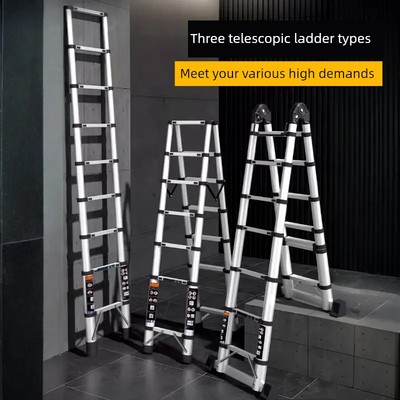 Telescopic ladder alloy step ladder folding dual purpose
