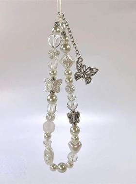 Y2K Silver Butterfly Phone Chain Short Charm Wrist Strap