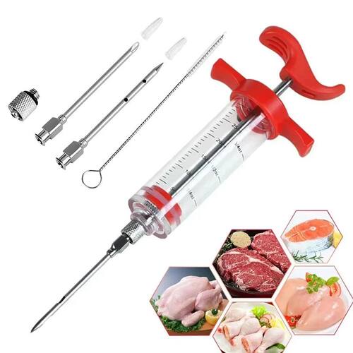 Flavor Needle BBQ Meat Injector Spice Marinade Syringe Stain