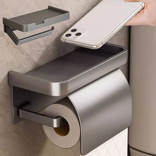 With shelf adhesive bathroom toilet paper stand wall-mounted