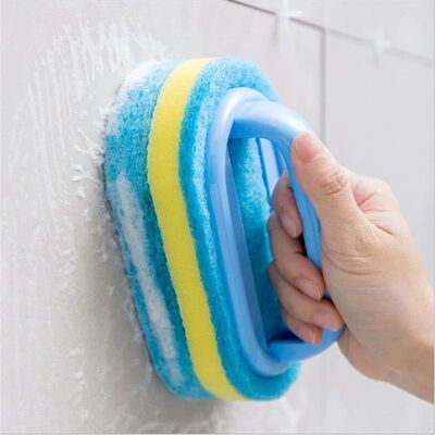 2pcs Handle Sponge Scrubber (Blue & Pink), Cleaning Tool for