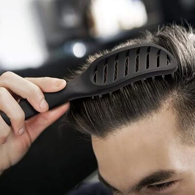Vented Detangling Hair Brush - Curved Black Paddle Brush wit