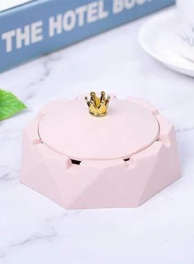 Round Stainless Steel Ashtray Windproof Ashtrays with Rotati