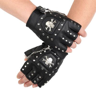 Skull Rivet Gloves Street Dance Men Fashion Punk Couple Chai