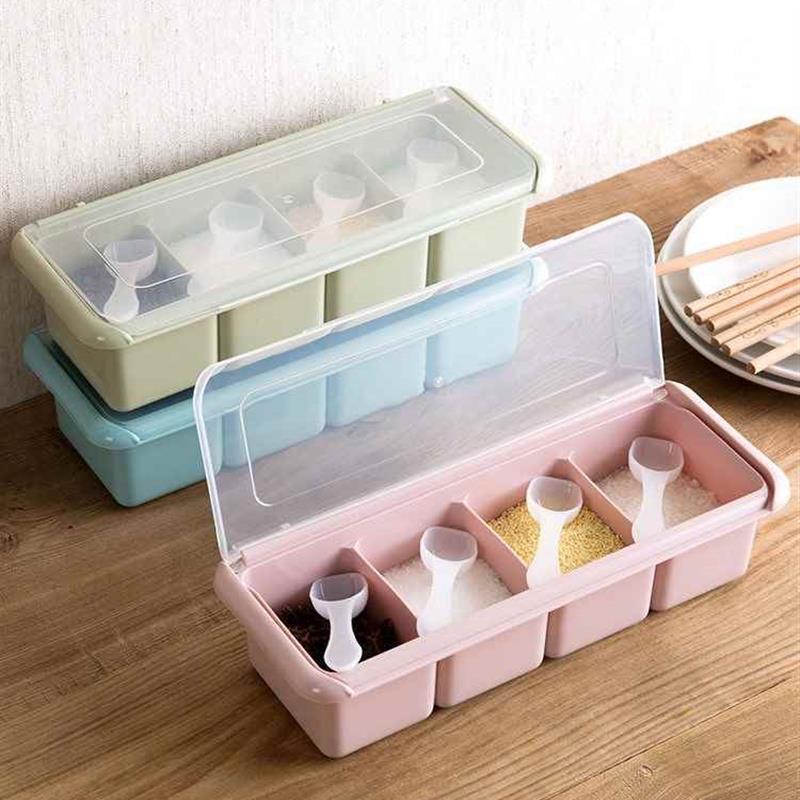 Seasoning Box Condiment Storage Container Rack Spice Jar