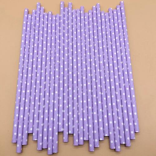 25 Pcs Straws Purple Disposable Eco-friendly Paper Birthday