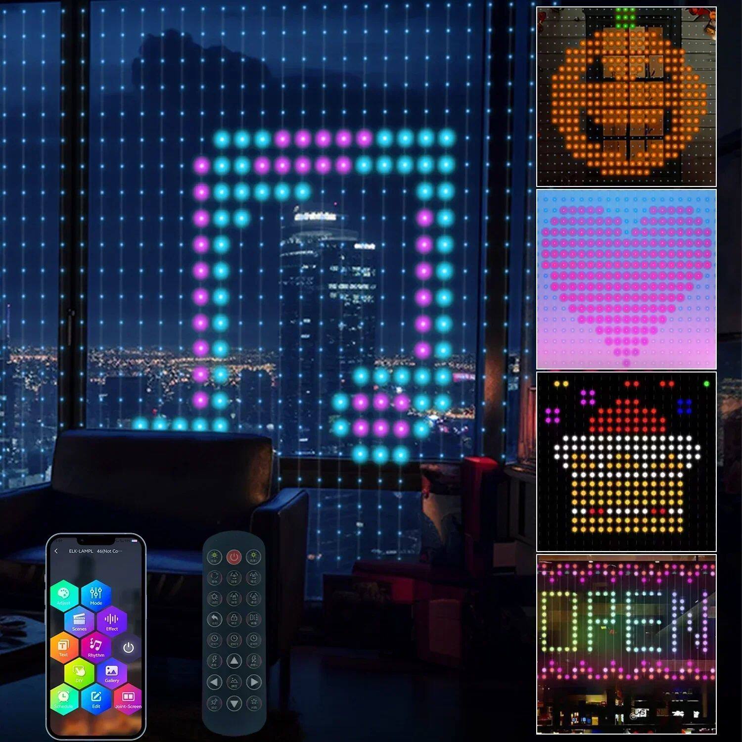 400LEDs Smart Curtain Lights Bluetooth App LED String RGB Fa