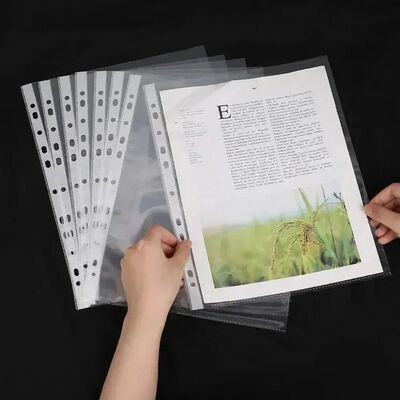100Pcs 11holes Transparent Plastic Punched File Folders for