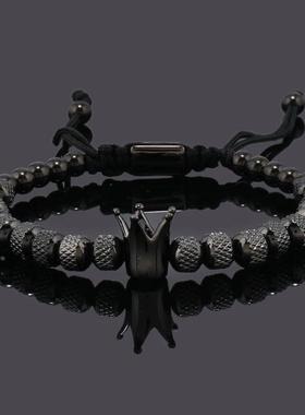 Luxury Crown Charms Man Bracelet Stainless Steel Beads