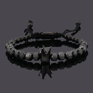 Luxury Crown Charms Man Bracelet Stainless Steel Beads