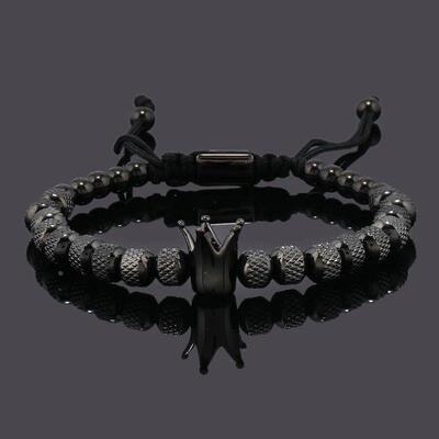 Luxury Crown Charms Man Bracelet Stainless Steel Beads