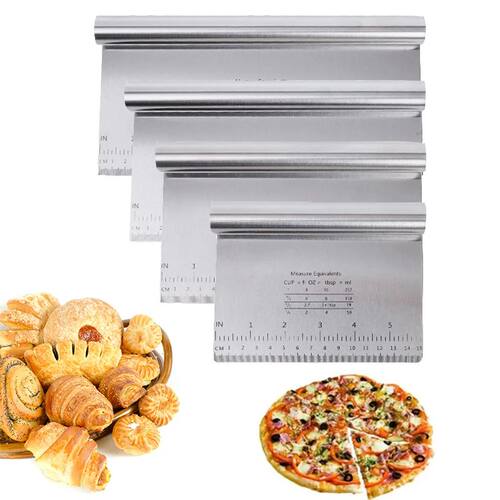 Stainless Steel Cake Scraper & Dough Cutter with Measuring S
