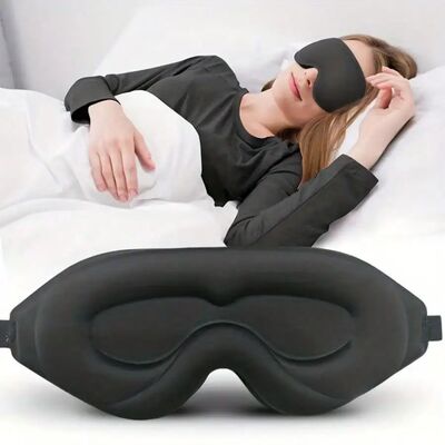 1-Pack 3D Contour Sleep Mask, 100% Blackout, Adjustable Stra