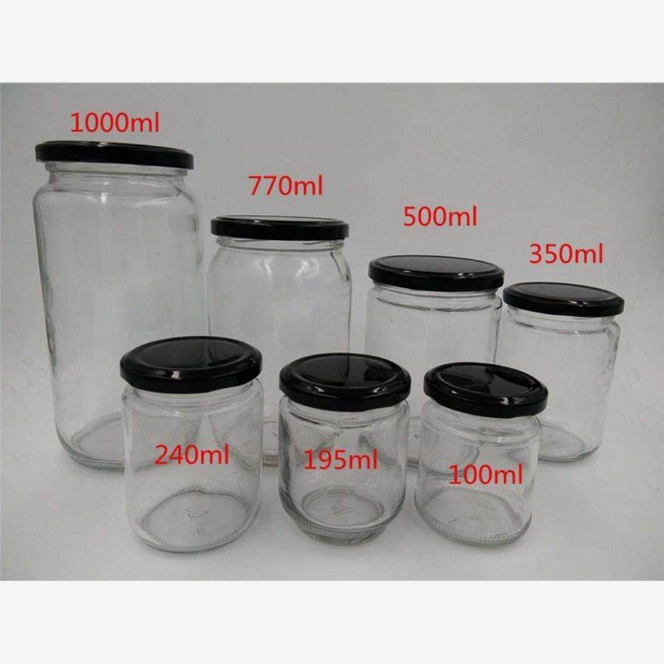 Circular glass jar pickles bottles jam jars of honey bottle